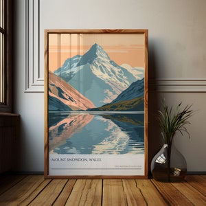 Mount Snowdon Wall Art Print | Wales Travel Poster, Scenic Mountain Illustration, Nature Decor, Travel Souvenir, Modern Art Gift