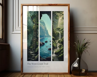 Wandelposter West Coast Trail: reiskunst Vancouver, Canada