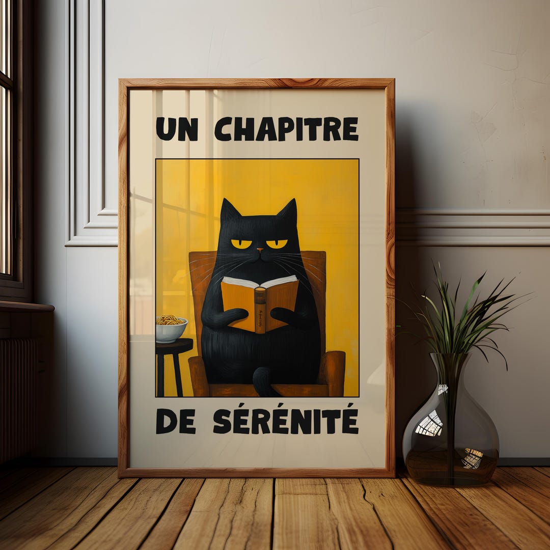 Le Chat Noir Poster: Bookish Black Cat Art Print - Etsy