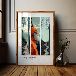 Póster de ultramaratón de Barkley Marathons, póster de trail running de Tennessee, impresión de carrera de resistencia, regalo para ultramaratonistas, arte para corredores de trail.