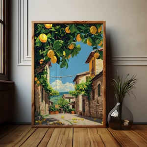 Italian Lemon Grove Print: Mediterranean Kitchen Wall Art