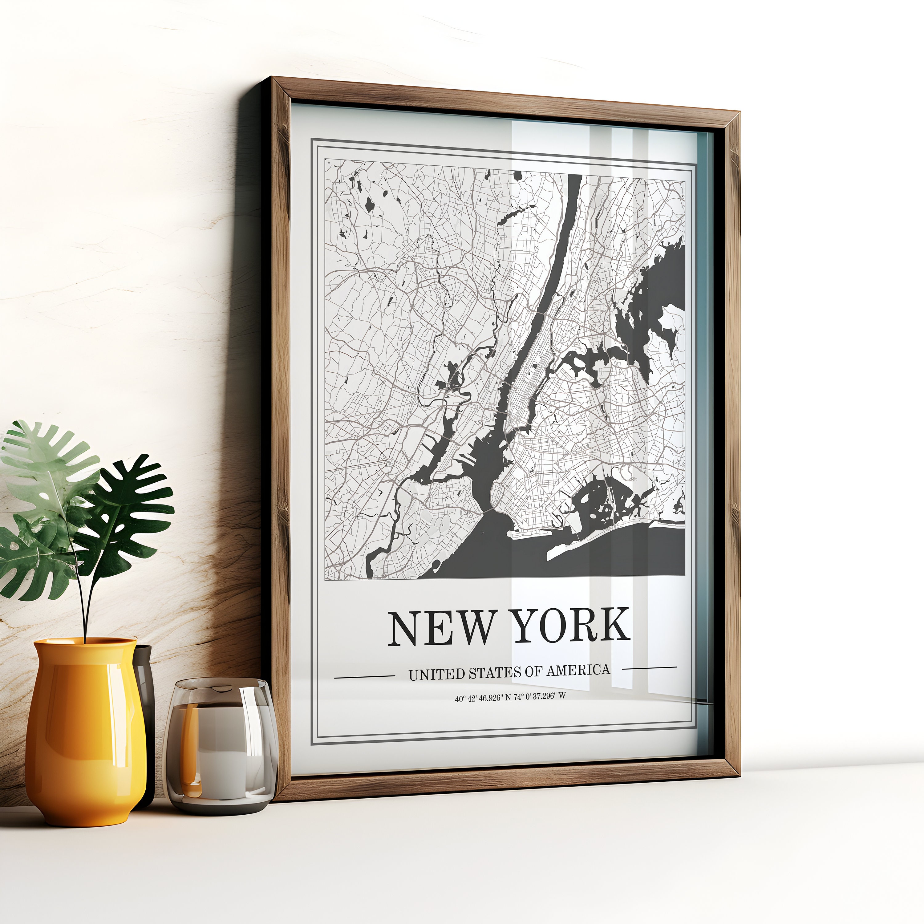 Minimalist New York City Map Art Print: NYC Street Poster - Etsy