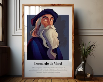 Leonardo da Vinci Quote Poster: Historical Icon Art Print