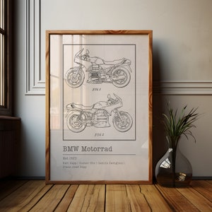 Vintage BMW Motorcycle Patent Art Print: Mechanic&#39;s Decor