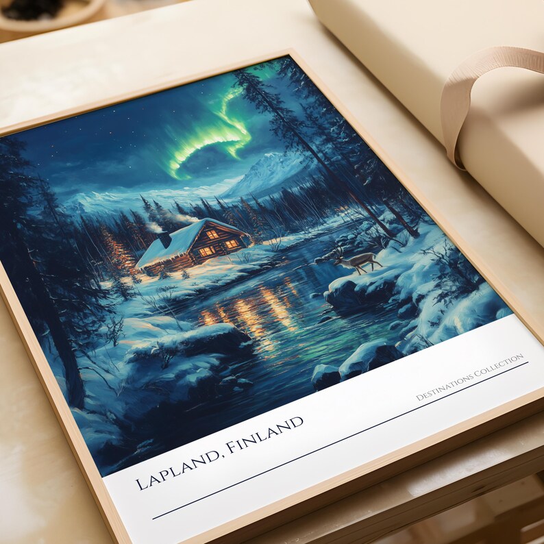 Lapland Reindeer Poster, Lapland Souvenir, Finland Christmas Vacation