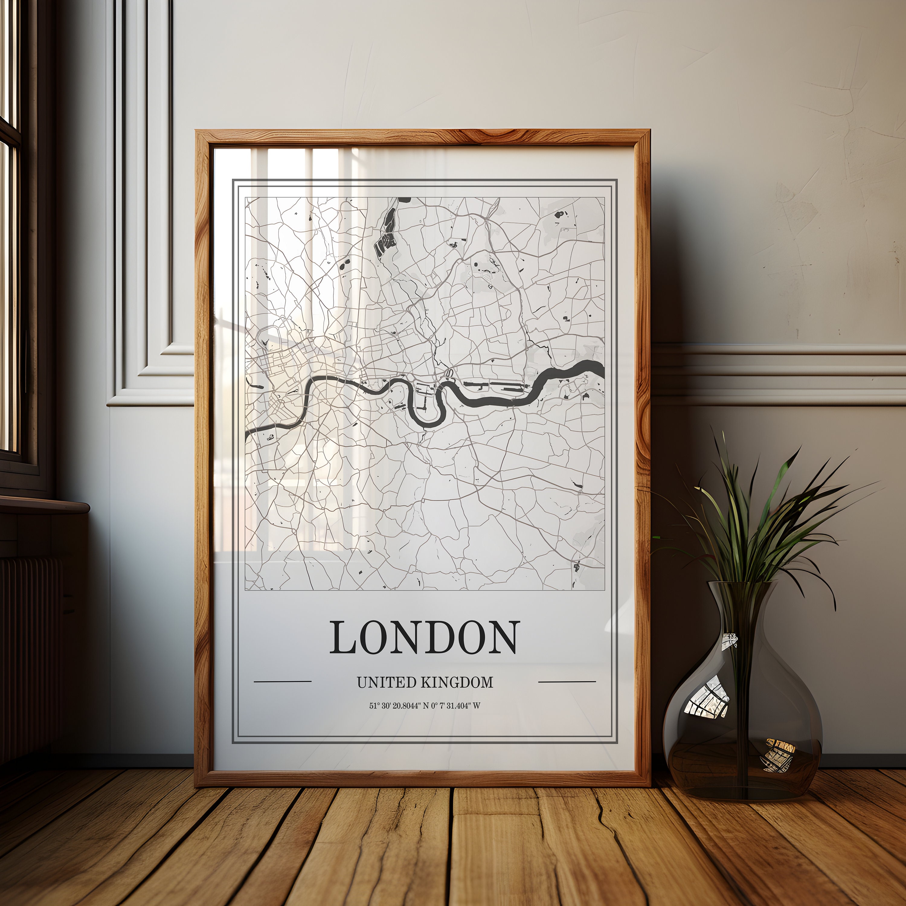 Minimalist London Map Art Print: Modern City Travel Poster