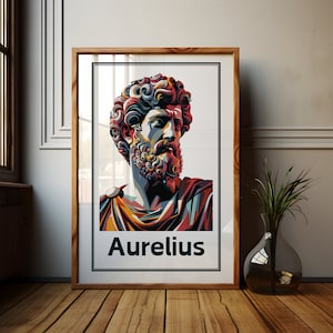 Colorful Marcus Aurelius Art Print: Stoic Philosophy Poster
