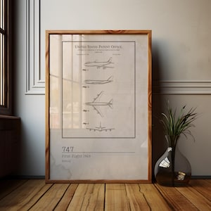 Boeing 747 Patent Print: Aviation Art, Pilot Gift