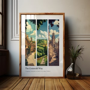 The Cotswold Way Gloucestershire Poster, Chipping Campden to Bath Cotswolds Print, Gloucestershire Art, Presents for Hikers