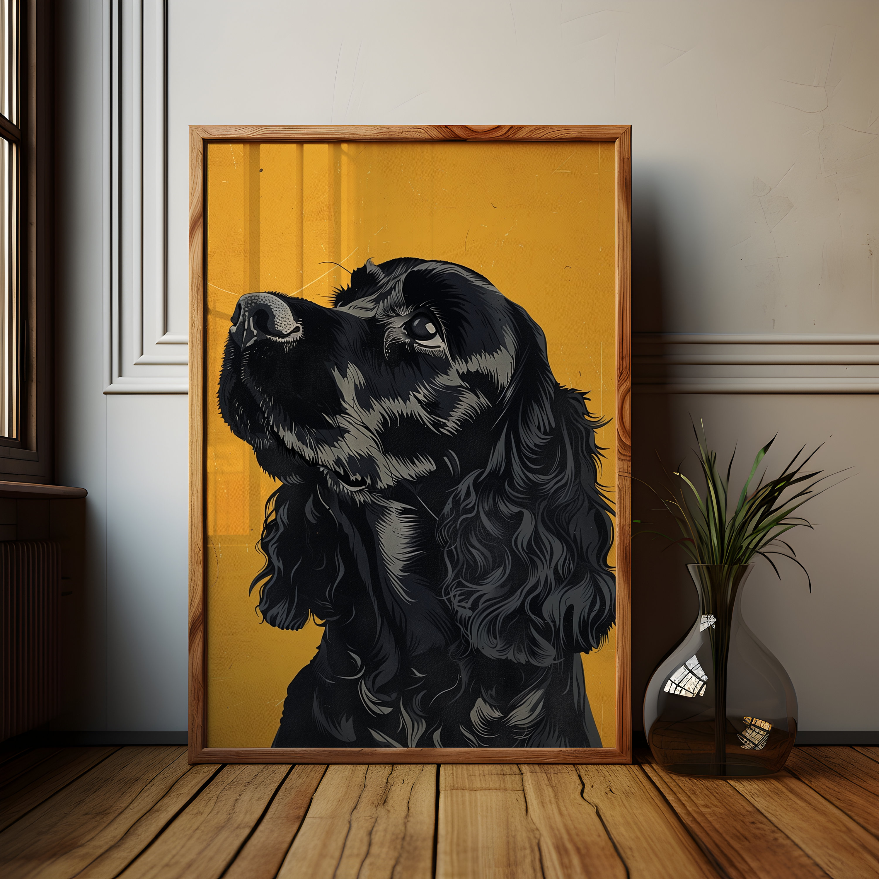 Black Cocker Spaniel Art Print: Modern Dog Portrait