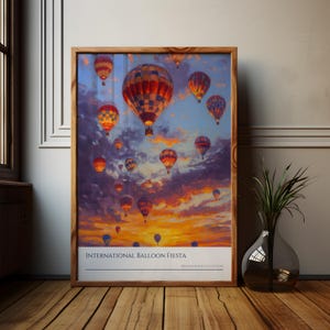Póster del Festival Internacional de Globos Aerostáticos de Albuquerque, Impresión del Festival de Globos Aerostáticos de Nuevo México, Arte mural de Albuquerque NM, Póster del estado de Nuevo México