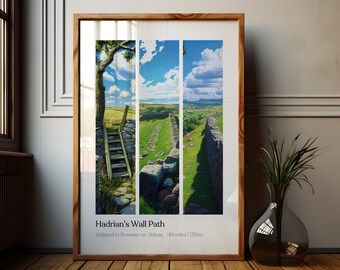 Hadrian's Wall Path Print: Northumberland Hike Travel Poster