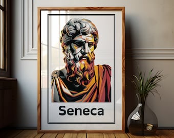Stampa artistica stoica di Seneca: colorata arte murale filosofica