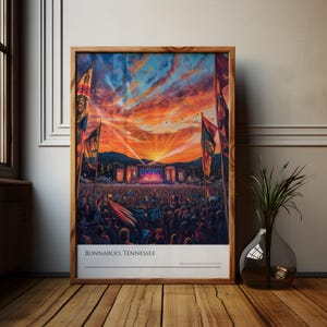 Póster del festival Bonnaroo de Tennessee, impresión del festival Bonnaroo, arte mural de rave de Manchester, Tennessee, regalo para amantes de la música, regalo musical