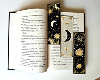 Zestaw zakładek do książek Celestial Dreams 3D Printed Bookmark - wzór słońca, księżyca i gwiazd, idealny prezent dla miłośników książek, taty, mamy, siostry i brata