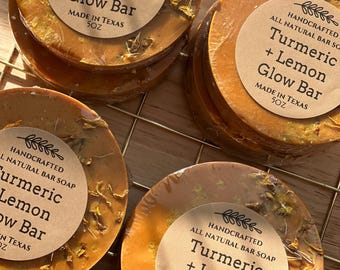 Turmeric & Lemon Glow Bar – Goat Milk Soap with Organic Turmeric, Fresh Lemon, Calendula Oil and Coconut Oil | Brightening Citrus Bar