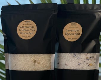 Colección de cristales para baños holísticos de hierbas. Lavanda, manzanilla y té verde.