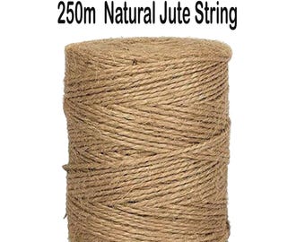 1 to 250m Natural Brown Jute Thread Rustic Hessian Twine String Hemp Rope Cord Bundle for Home Garden Decoration, Wrapping Gifts, Christmas