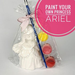 Princess Ariel Paint Kit -Princess Party Favor Paint Kits -Princess Plaster Craft -Paint Craft Kit for Girls Party