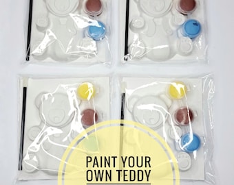 Paint Your Own Teddy Bear Kit: Handmade Plaster Craft, Kids Party Favor