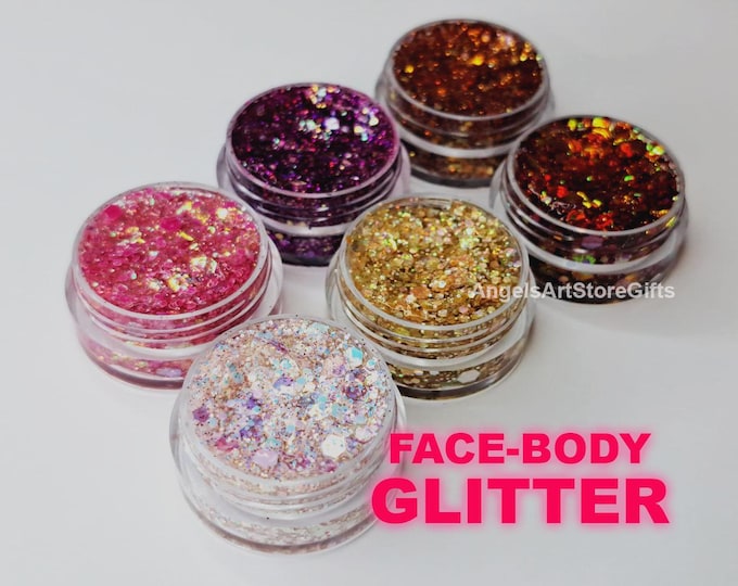 Handmade Glitter Gel Makeup: Face, Body, Hair - Festival Holographic Glitter