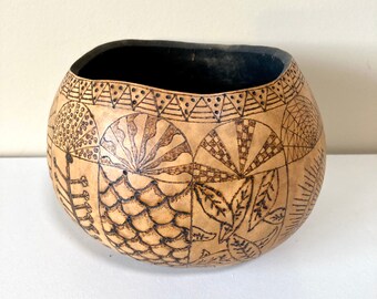 Gourd with Wood Burned Designs