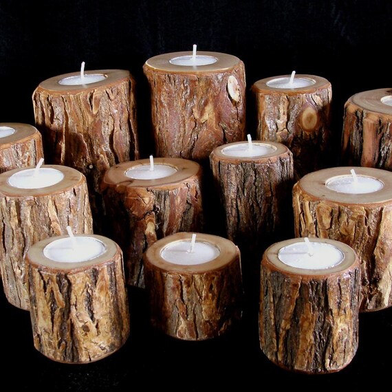 Items similar to Rustic Candle Holders Set of 12 on Etsy