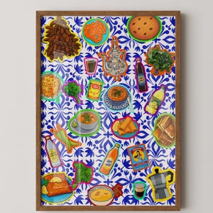 Affiche Algérie Style Méditerranéen - アルジェリー料理 - アルジェリーのお土産 - アルジェリア アート プリント