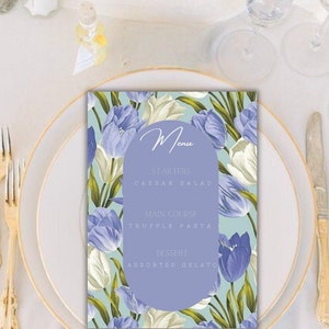 Menú Púrpura / Menú de flores / menú de boda / menú malva / Menú de despedida de soltera / Plantilla de menú / descarga instantánea / menú de brunch / menú de cumpleaños