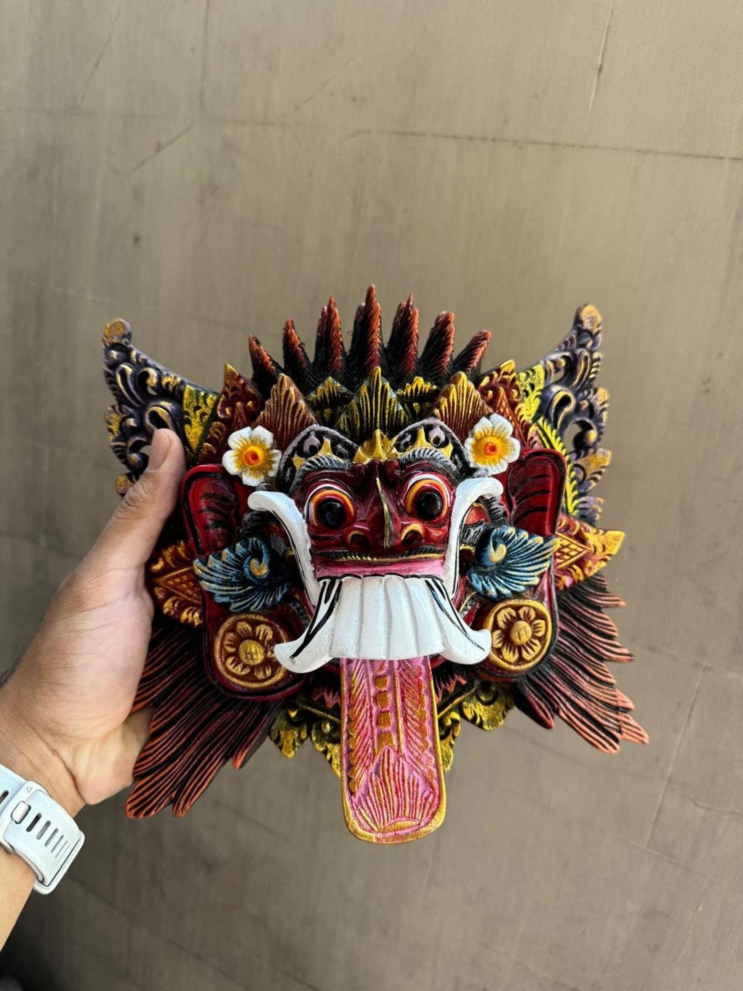 Wooden Carved Rangda - Balinese Demon Queen Wall Art - Handcrafted ...