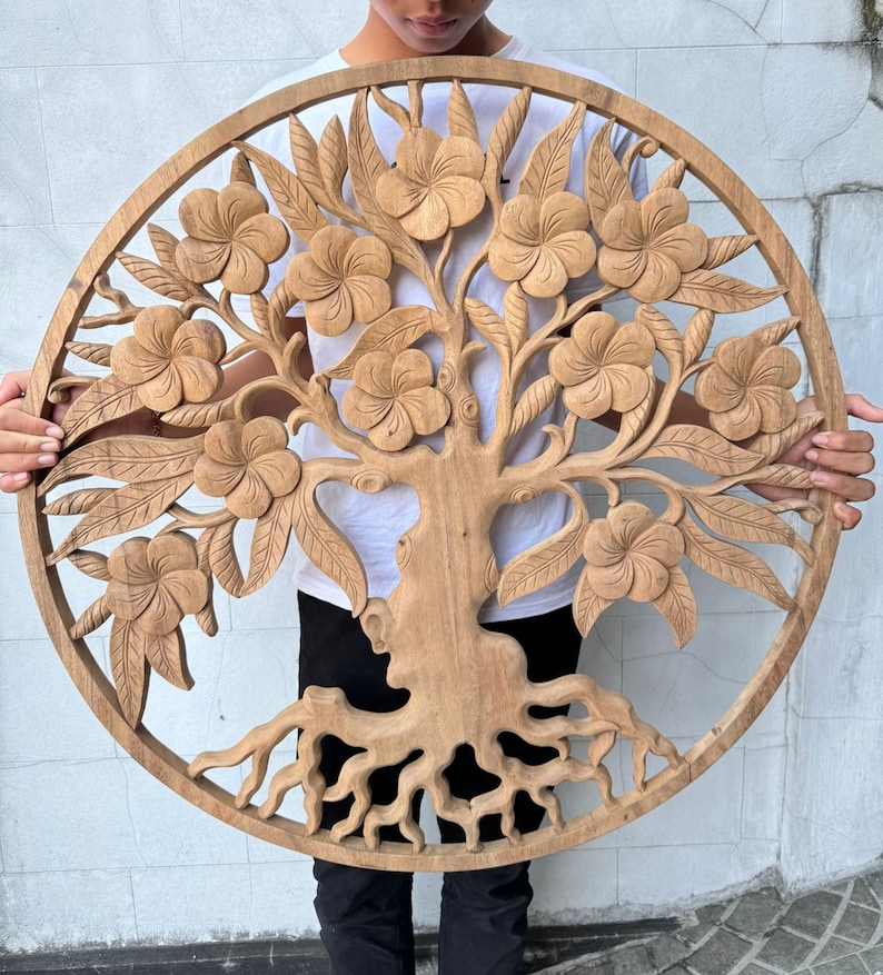 Carve Tree Large Hand-carved Wooden Frangipani Tree of Life Wall Art - Etsy