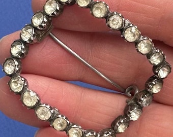 Antique Silver and Paste Buckle Brooch Victorian /  Edwardian 3.8 cm x 4.8 cm