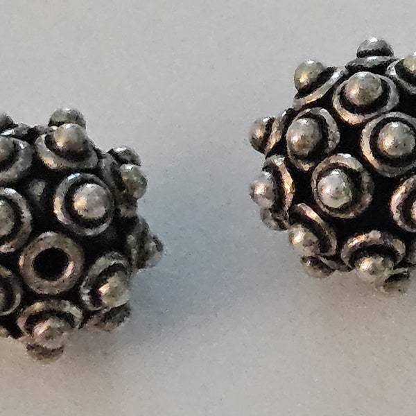 Two Karen hill tribe silver beads