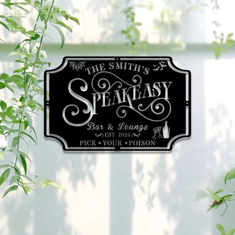 Spook Easy. Sign Personalized Spookeasy Sign, Custom Name Cocktail Lounge Metal Art, Bar ...