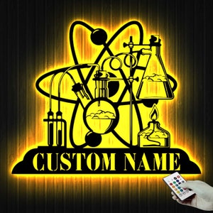 Custom Chemistry Teacher Metal Sign with Led Light, Science Teacher Sign, Chemist Name Sign, Science Home Decor, Chemistry Lover Laboratory