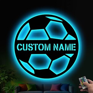 Personalized Soccer Sign with LED Light,Custom Name Sports Wall Art,Sports Room Decor,Coach Gift,Soccer Player Gift,Unique Football Fan Gift