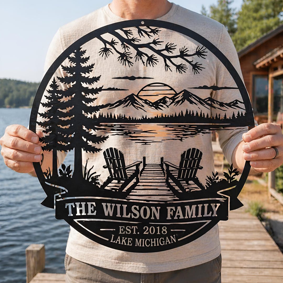Personalized Family Name Lake House Sign, Custom Metal Lake House Porch ...