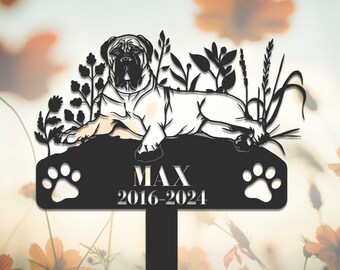 Personalized Dog Memorial Stake, Metal Stake, Bullmastiffs Dog, Sympathy Sign, Pet Grave Marker, Remembrance Stake, Bullmastiff Stake Plaque