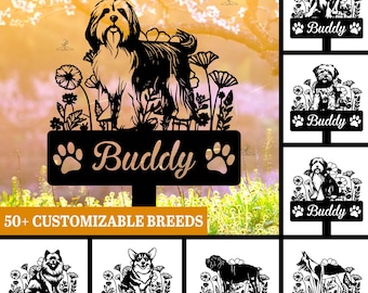 Personalized Dog Breed Metal Sign, Custom Dog Breed Home Decor, Pet Loss Gift, Dog Design Garden Sign,Gift for Pet,Dog Grave Marker,Dog Sign