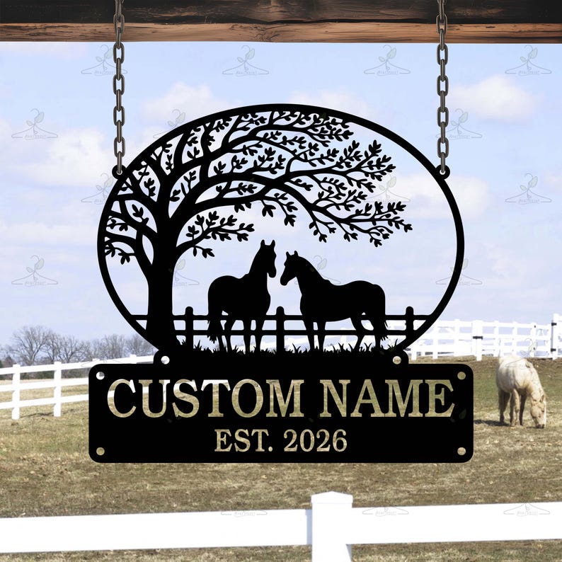Personalized Horse Farm Sign, Custom Metal Ranch Sign, Outdoor Barn ...