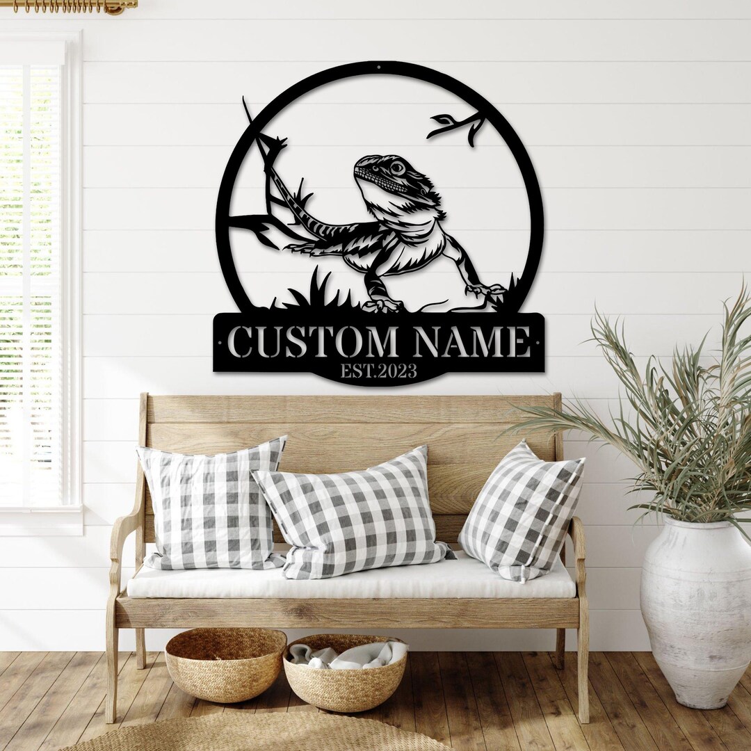 Bearded Dragon Metal Wall Art Custom Personalized Lizard Lover Name ...