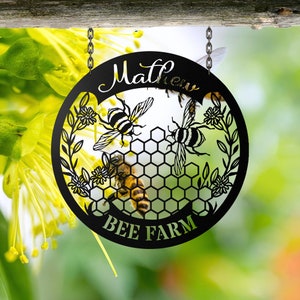 Personalized Honey Bee Metal Sign, Bee Metal Wall Art, Bee Wall Decor,Bee Farm Sign,Bee Keeper Gift, Bee Hive Sign, Birthday Gift,Home Decor