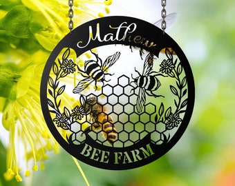 Personalized Honey Bee Metal Sign, Bee Metal Wall Art, Bee Wall Decor,Bee Farm Sign,Bee Keeper Gift, Bee Hive Sign, Birthday Gift,Home Decor