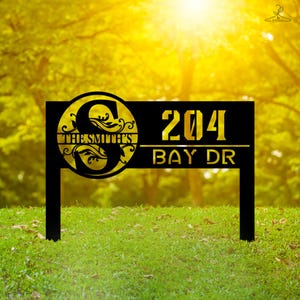 Custom Lawn Address Sign with Family Name, Metal House Number for Yard,Address Number Sign,Personalized Address Yard Stake,House Number Sign