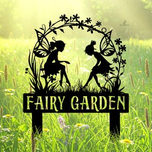 Custom Fairy Garden Sign, Fairy Garden Sign, Metal Fairy Decor, Outdoor Garden Art, Outdoor Fairy Decor, Fairy Gift for Women , Fairy Theme