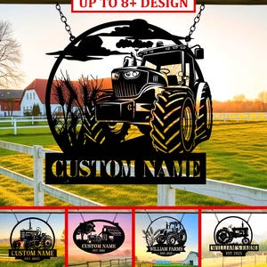 Personalized Farm Sign with Tractor, Custom Tractor Metal Sign, Farm Decor for Farmers & Ranchers , Tractor Gift , Farmer Gift , Ranch Sign