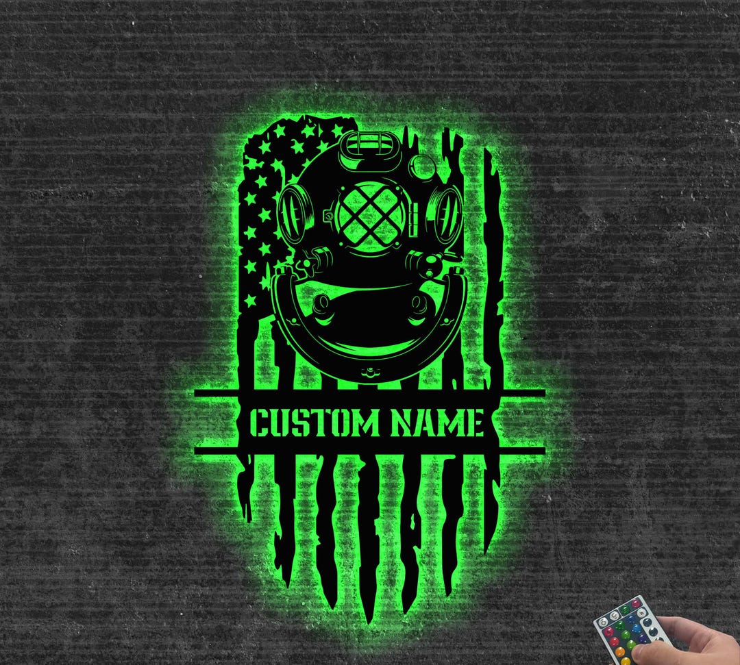 Custom US Deep Sea Diver Helmet Metal Sign Led Light,us Navy Gift, Xmas ...