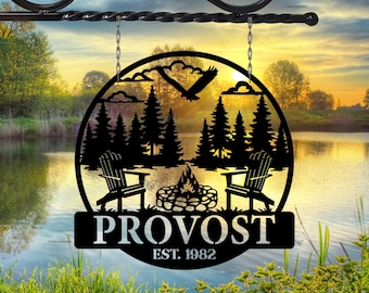 Personalisiertes Metall Outdoor Schild | Personalisiertes Lagerfeuer-Schild | Camper Dekor | Camping Geschenke Feuerstelle Schild Outdoor Cabochon Schild | Zeltplatz Schild