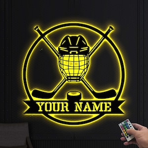 Custom Hockey Helmet LED Sign, Personalized Hockey Player Neon Light, Sports Room Decor, Hockey Fan Gift for Boys,Hockey Coach Gift,Fan Gift