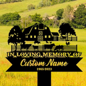 Personalized Farming with flower farmer Memorial Stake, Metal Stake, Sympathy Sign, Grave Marker, Remembrance Stake,Gift for Home,Home Decor